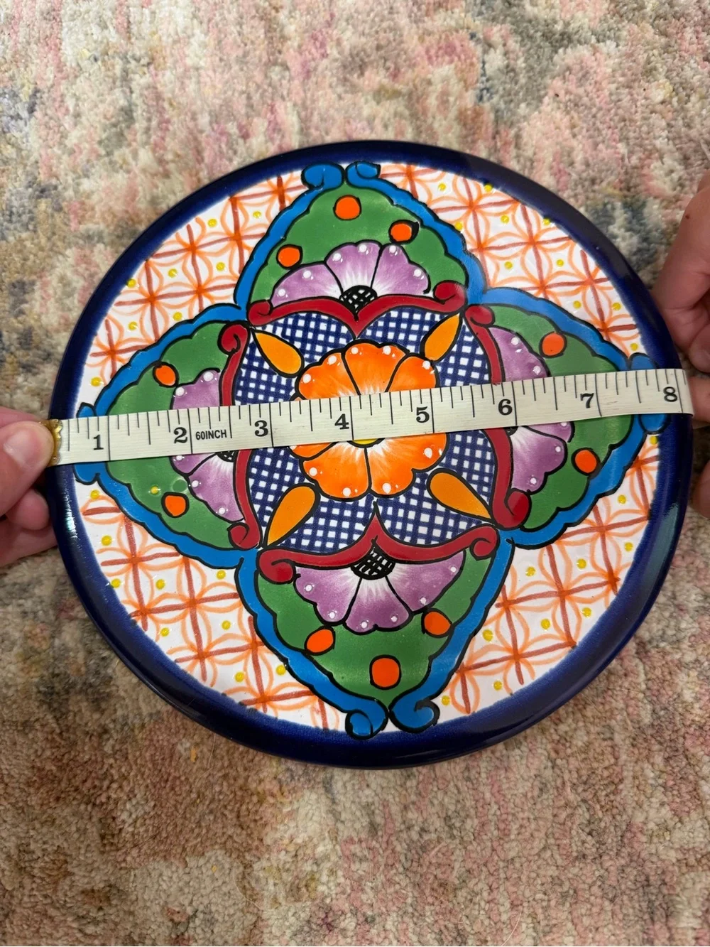 Hand-Painted Floral Ceramic Trivets - Multicolor